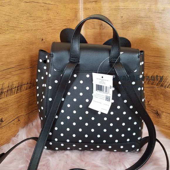 NWT disney x kate spade new york minnie mouse backpack black white multi polka main image 8